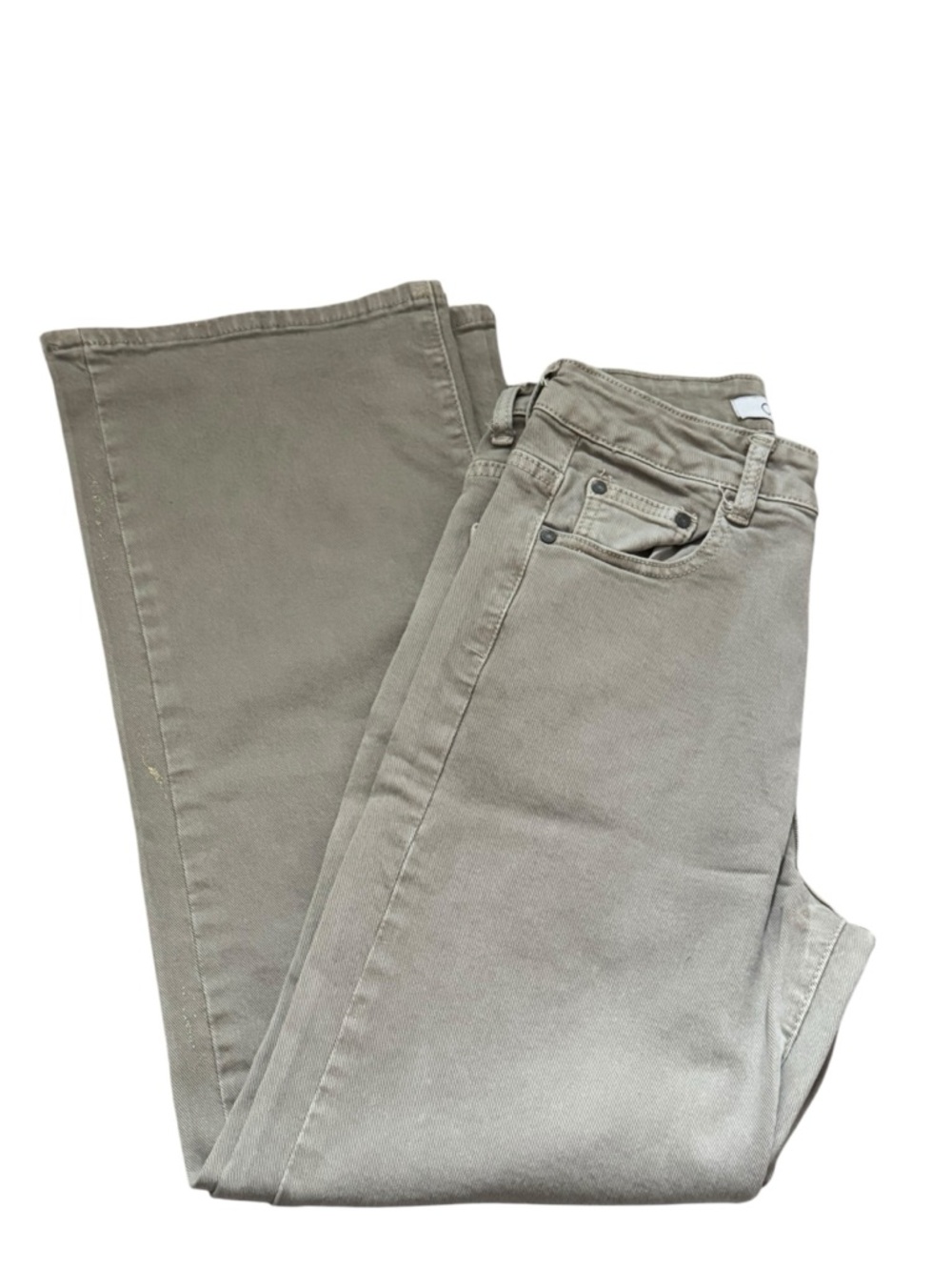 Q2 Premium Denim‎ high rise Straight Jeans tab Khaki Sz S